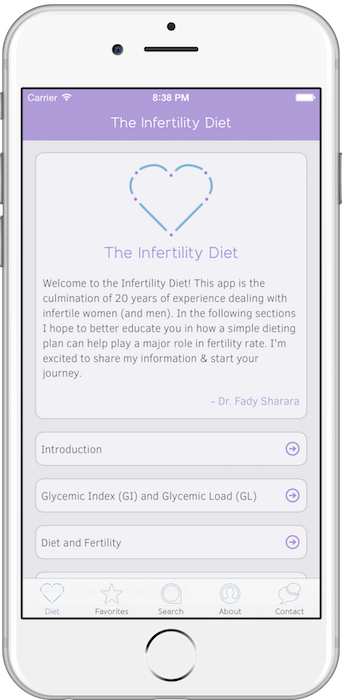 The Infertility Diet App Screen Preview